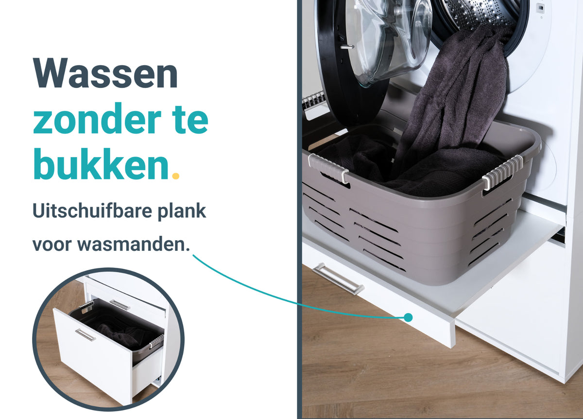 Uitschuifbare plank voor wasmanden